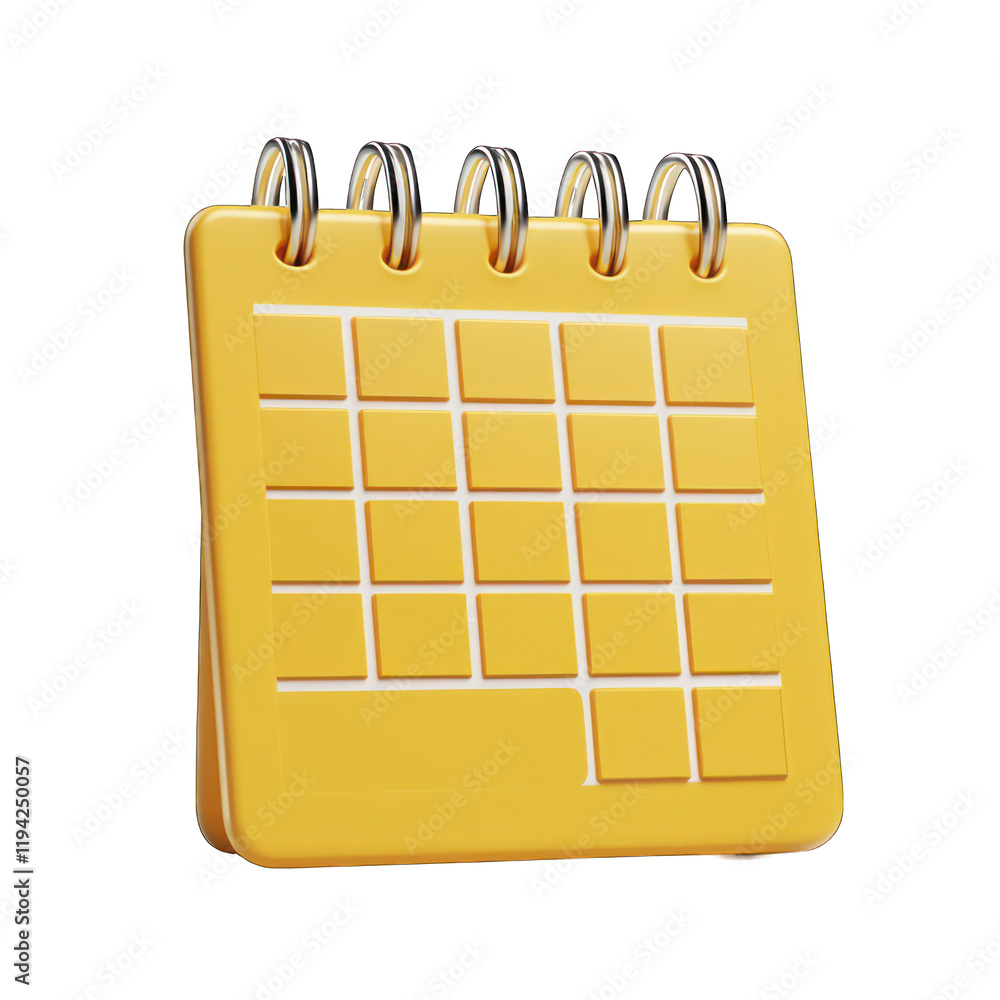 Blank 3d yellow calendar icon isolated on transparent background Blank 3d yellow calendar icon isolated on transparent background