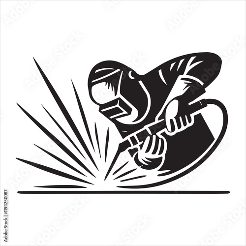 Welding Steel Metal vector illustration, Welder clipart design