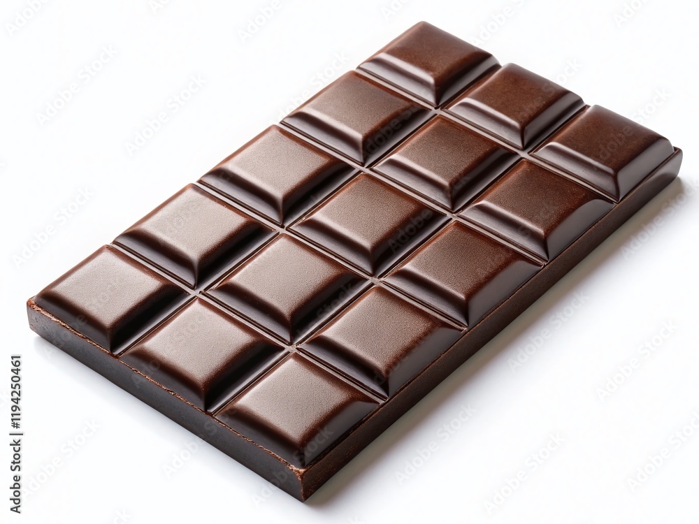 Obraz premium Rich Dark Chocolate Bar Isolated on White Background - Premium Stock Photo