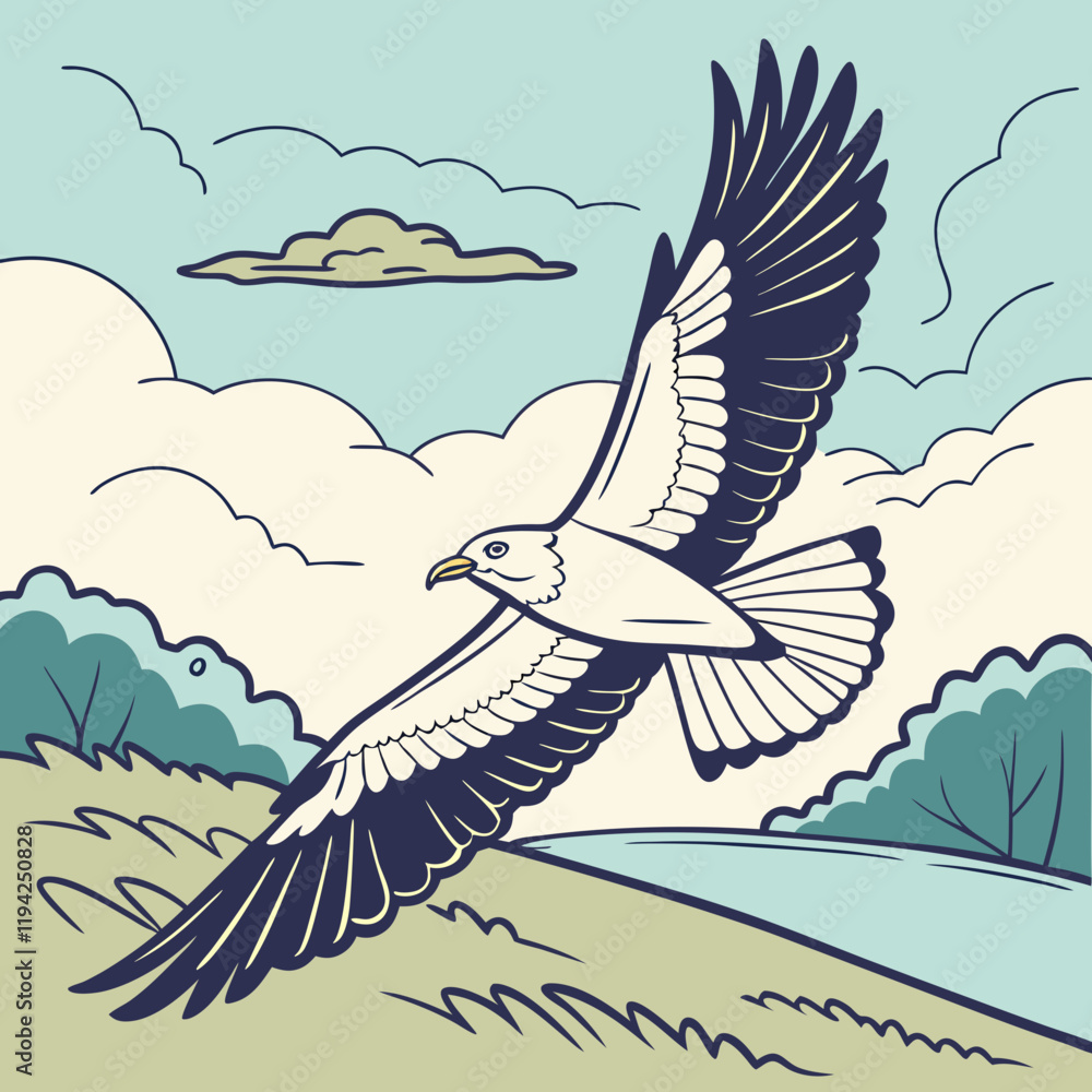 Obraz premium Bird Flying on the Sky