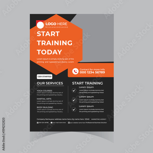 Gym and fitness bodybuilding sport athletic flyer template design poster brochure banner elegant 