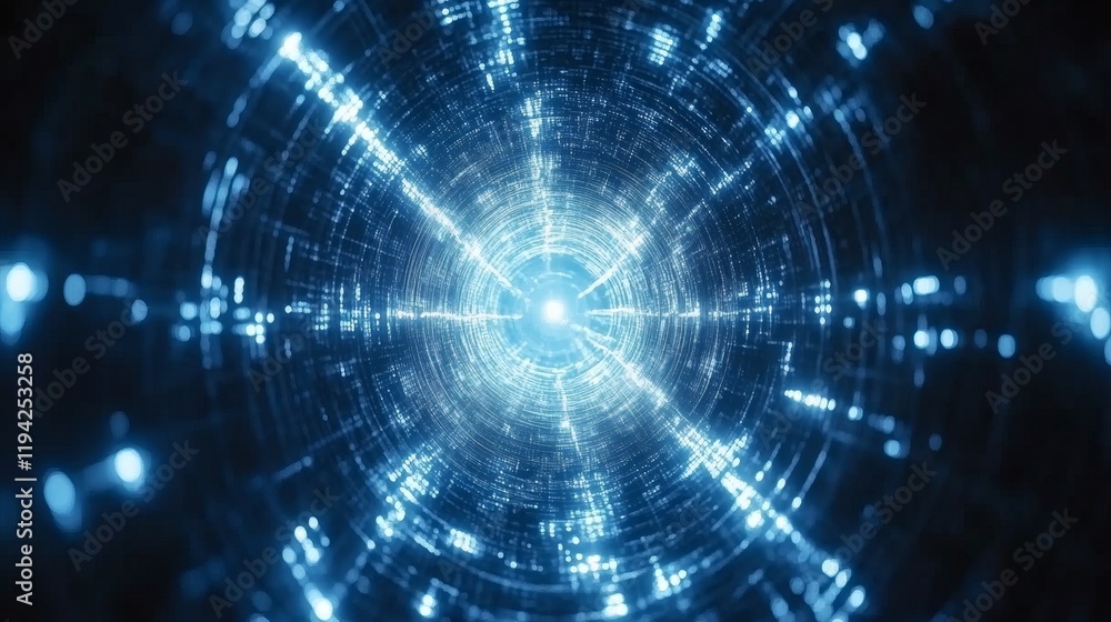 Abstract Blue Light Tunnel Digital Space Visual Abstract Blue Light Tunnel Digital Space Visual