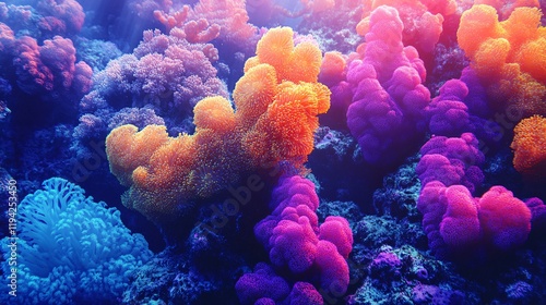 A coral reef-inspired texture with vibrant neon colors photo