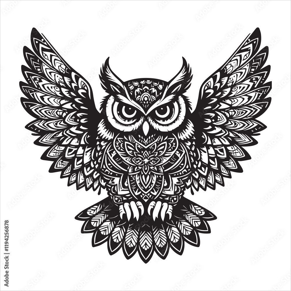 Owl Mandala pattern vector illustration, Owl Zentangle Design, Owl Bird Clipart
Owl Mandala pattern vector illustration, Owl Zentangle Design, Owl Bird Clipart