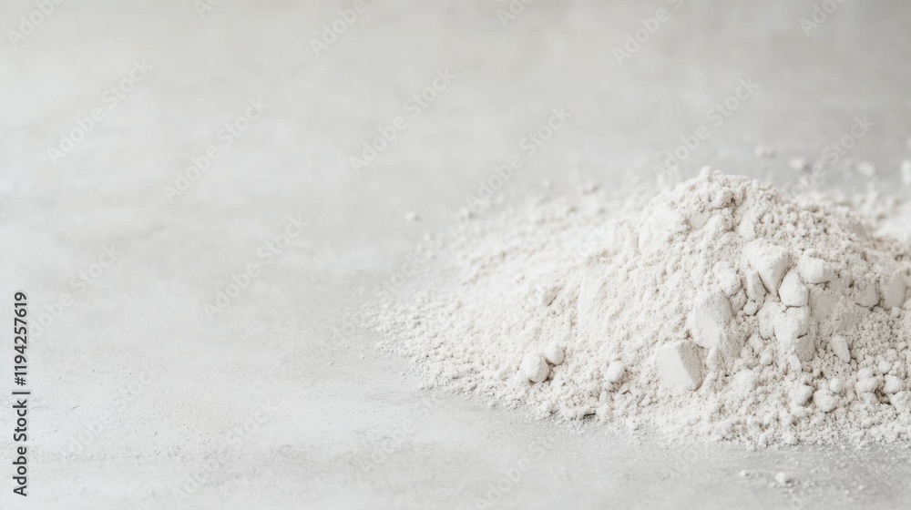 Fine White Flour Pile on Smooth Surface for Culinary Uses and Baking Applications in Restaurant or Home Cooking Environments for Professional Chefs and Home Bakers Fine White Flour Pile on Smooth Surface for Culinary Uses and Baking Applications in Restaurant or Home Cooking Environments for Professional Chefs and Home Bakers