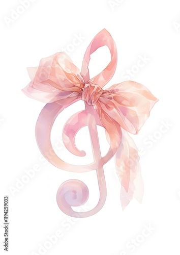 Elegant musical note with ribbon