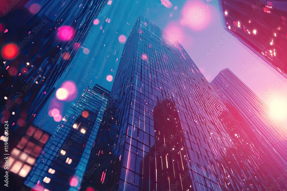 Obraz premium Abstract image of modern skyscrapers in business district