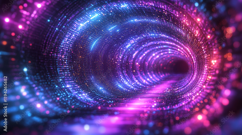 Colorful lights create a mesmerizing tunnel with vibrant patterns and glowing orbs Colorful lights create a mesmerizing tunnel with vibrant patterns and glowing orbs