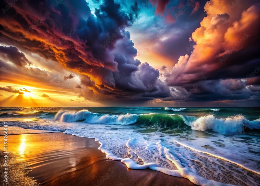 Surreal Storm Waves Crashing on a Mystical Shore - Dramatic Ocean Photography Surreal Storm Waves Crashing on a Mystical Shore - Dramatic Ocean Photography