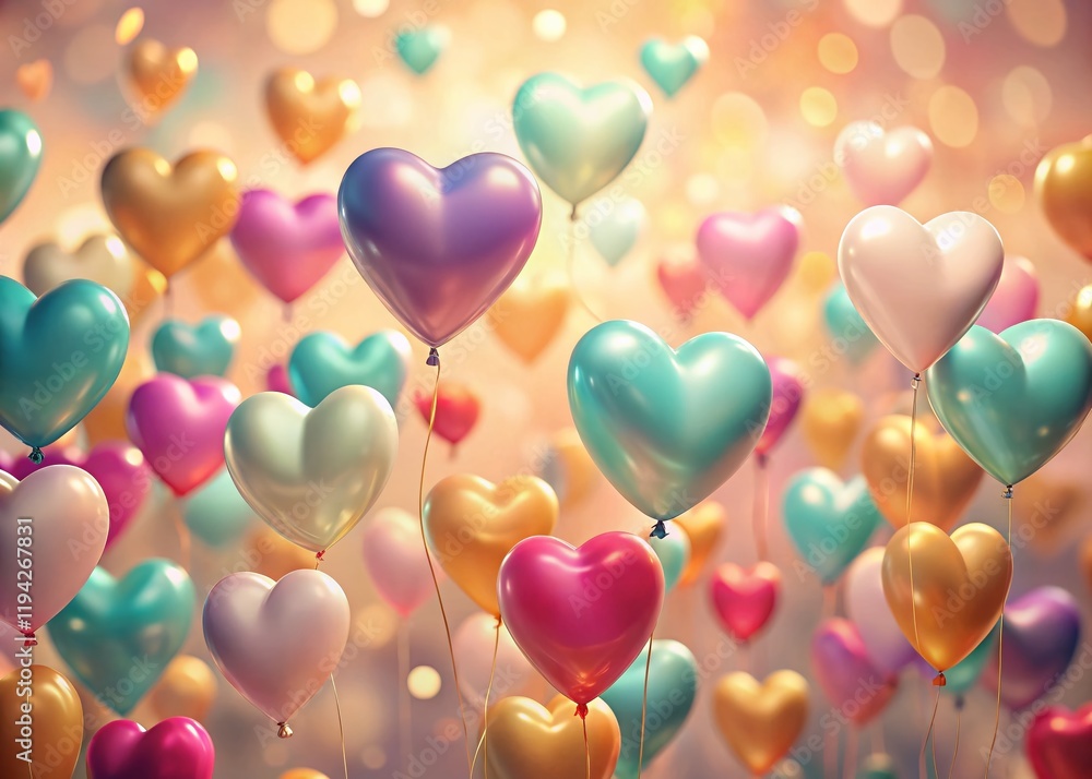Tilt-Shift Heart Balloons: Valentine's Day Romantic Celebration Tilt-Shift Heart Balloons: Valentine's Day Romantic Celebration
