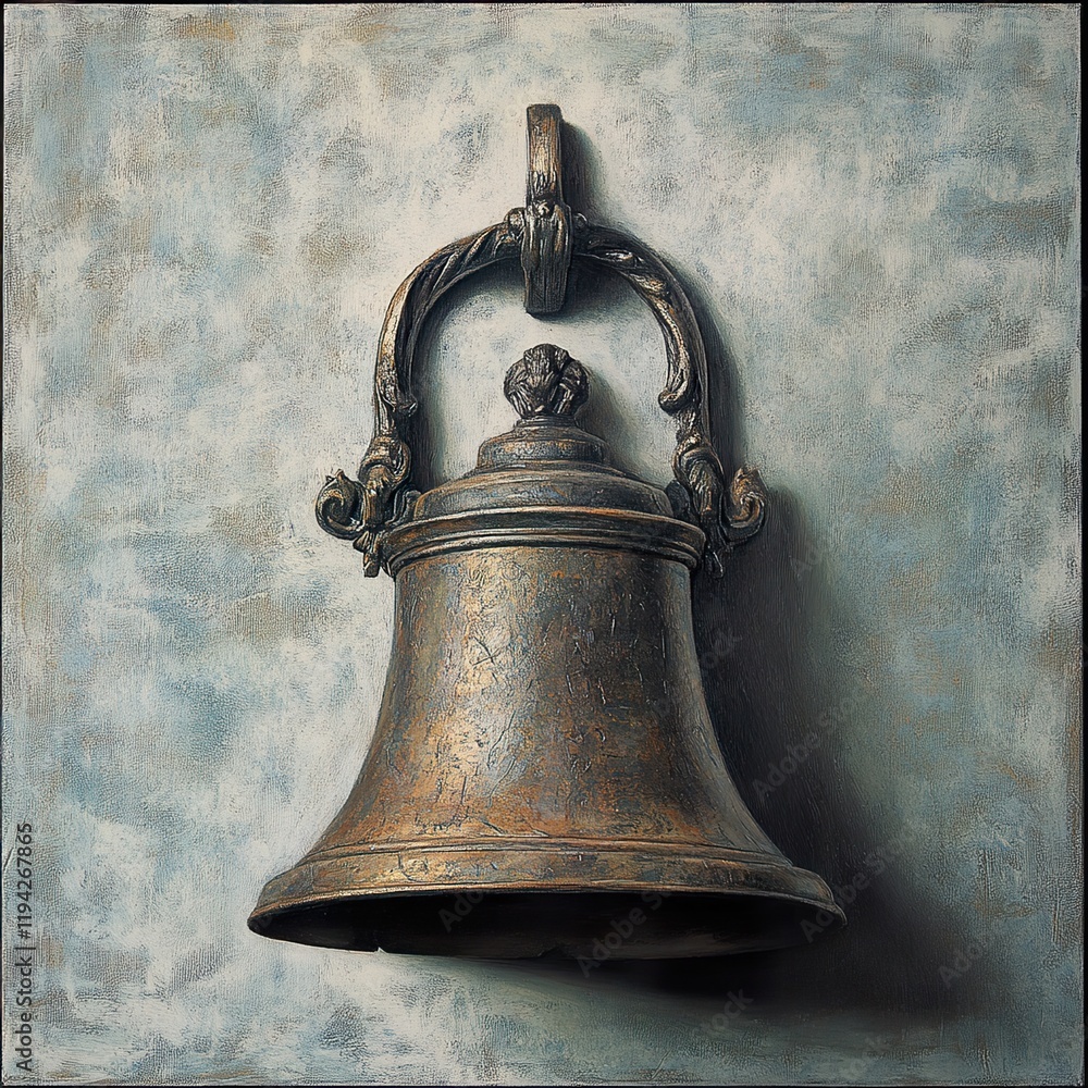 Fototapeta premium Antique Bronze Bell: A Study in Texture and Light