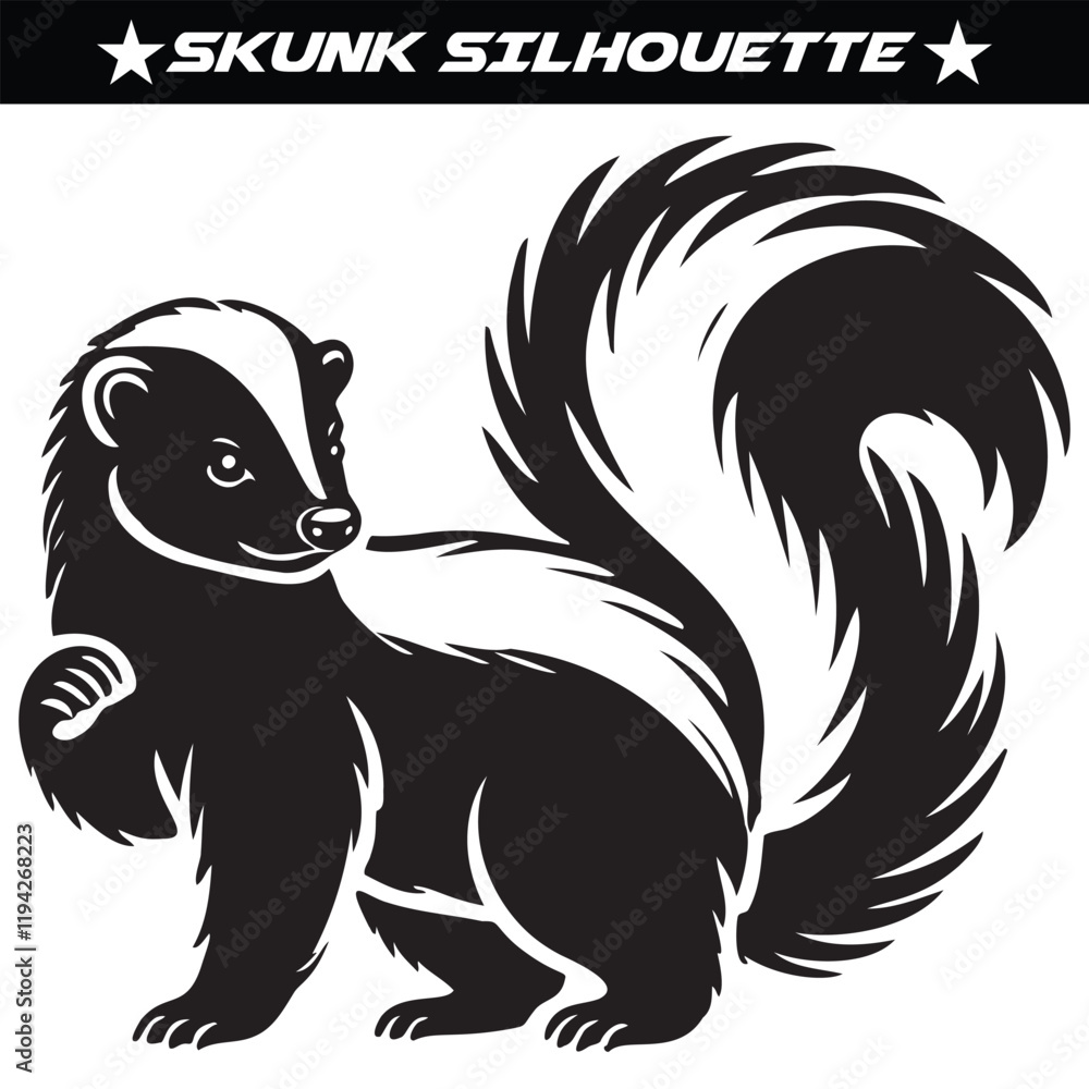 Skunk silhouette vector illustration isolated on a white background. Skunk silhouette vector illustration isolated on a white background.