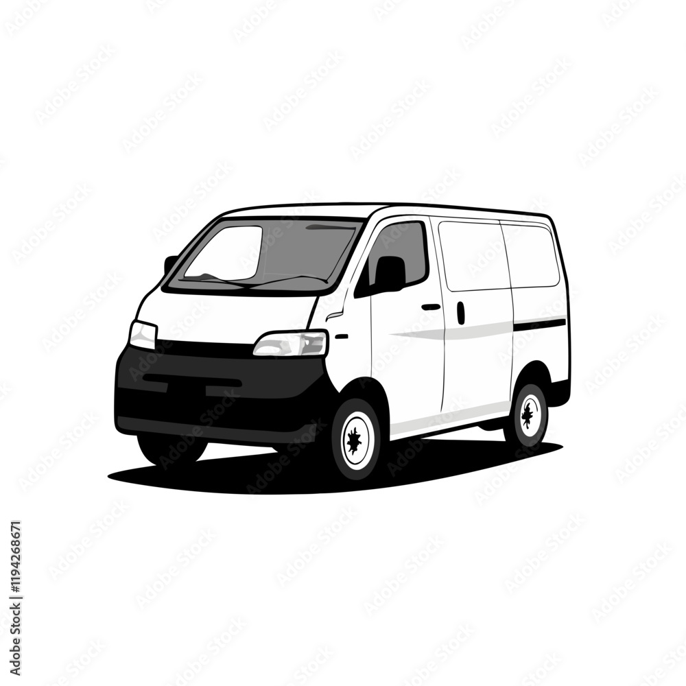White Minivan — Versatile Design for Logos, Ads, and Transportation Brands White Minivan — Versatile Design for Logos, Ads, and Transportation Brands