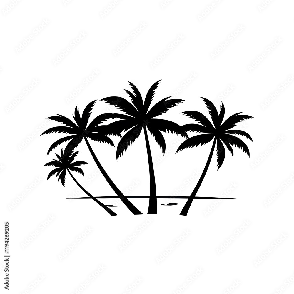 Fototapeta premium Tropical landscape trees silhotte