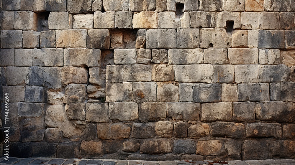 Texturing an aged wall made of gray stone Texturing an aged wall made of gray stone