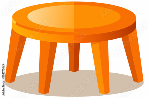 Orange plastic stool isolated on white background