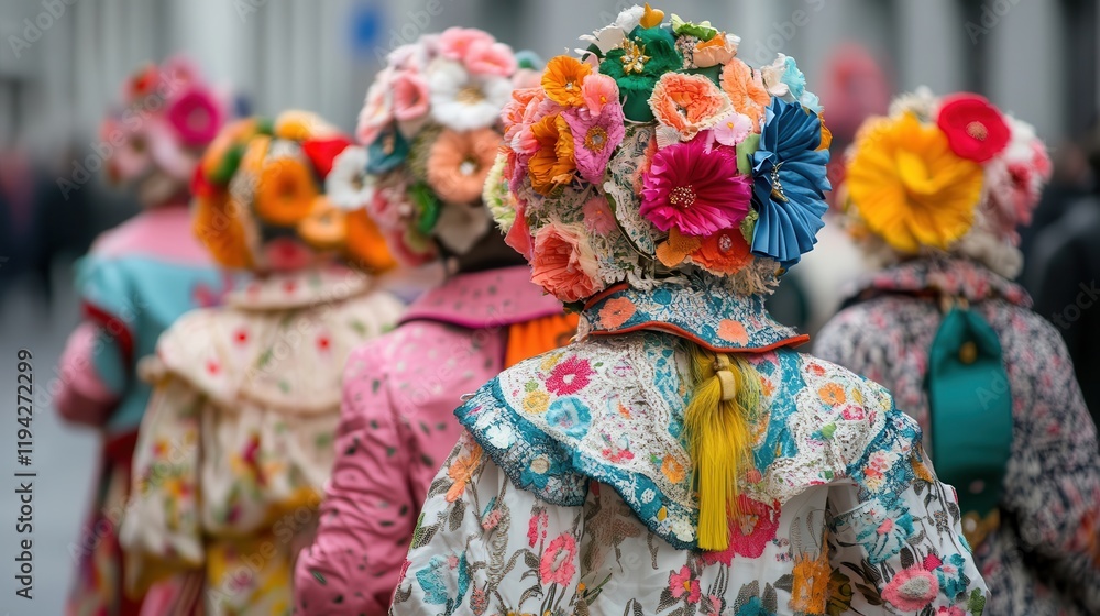 Fototapeta premium A parade with colorful costumes for the Epiphany celebration on January 6th.