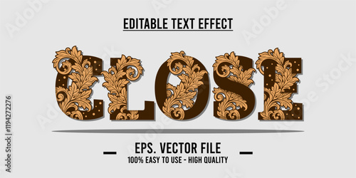 Close shop typography word art illustration, poster, editable text effect, file EPS