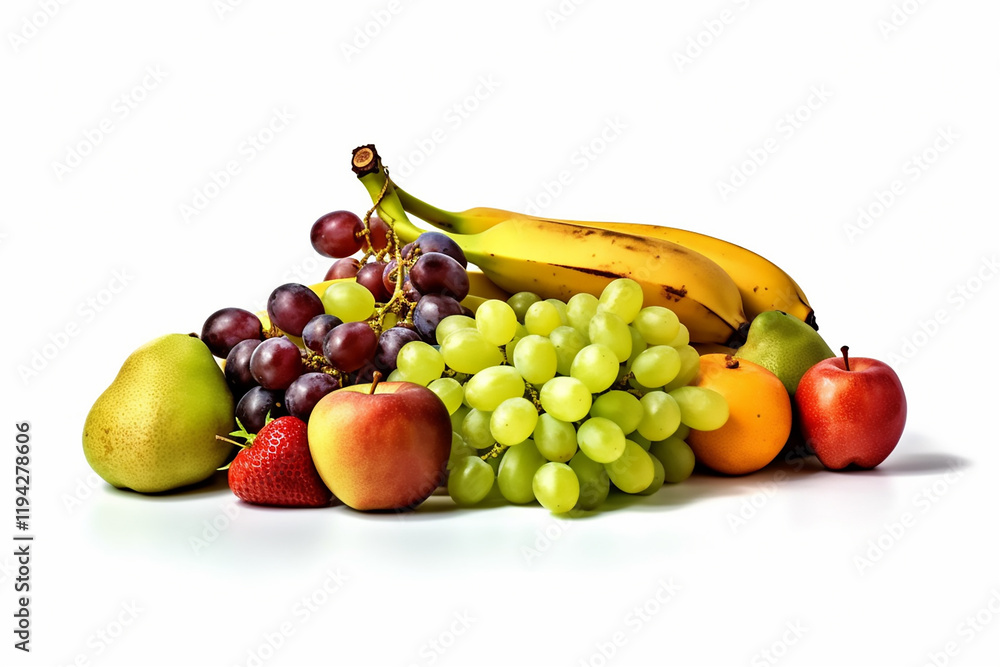 Set of various fruits for healthy food, isolated on white background fresh fruits on white background Set of various fruits for healthy food, isolated on white background fresh fruits on white background
