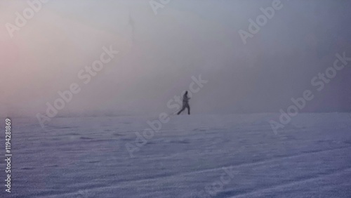 silhouette of a person in the fog photo