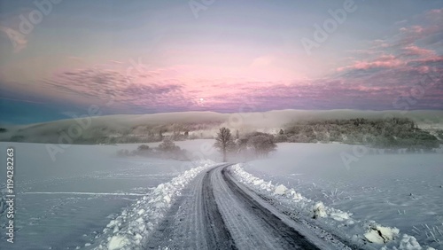 Light mood and fog in winter around Kempenfeldrom/Veldrom. photo