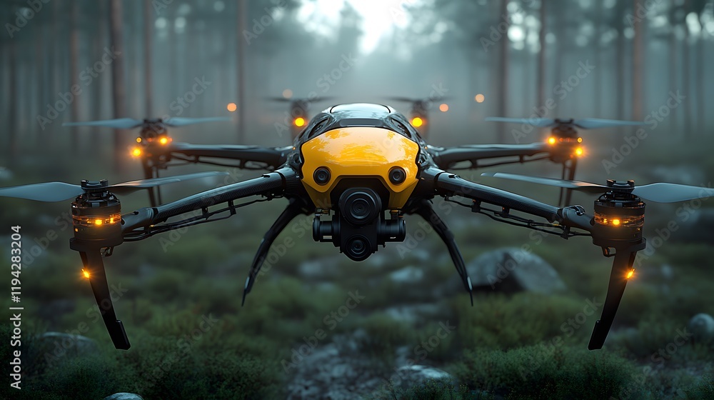 Advanced drones scanning expansive farmlands for crop health diagnostics Advanced drones scanning expansive farmlands for crop health diagnostics