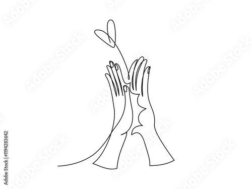 Wallpaper Mural Hight five or give me five hands in continuous line art, editable stroke. Torontodigital.ca