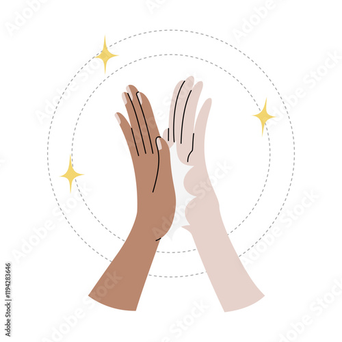 Hight five or give me five hands in flat design.