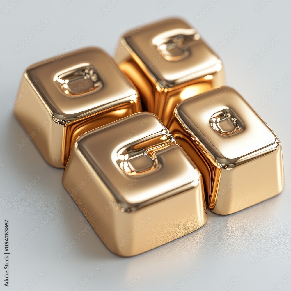 Golden Cubes Forming a Logo: Abstract 3D Render Golden Cubes Forming a Logo: Abstract 3D Render