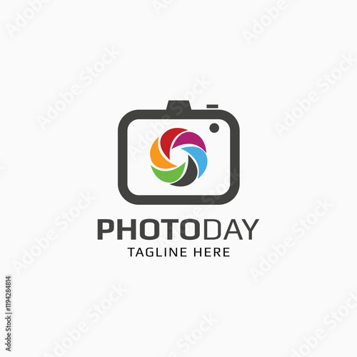 Photo logo, camera logo, cam, world photo day, icon lens, focus logo template