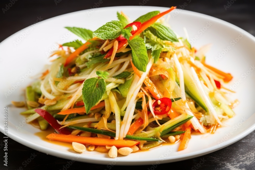 Noodle salad plate food. Noodle salad plate food.