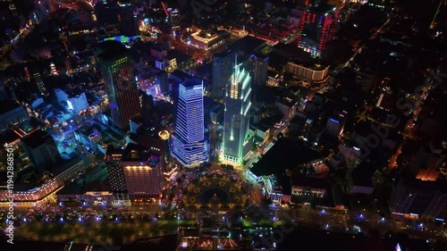 popular intersection of above, Saigon’s Cong Truong Me Linh roundabout in Saigon Vietnam taken in December 