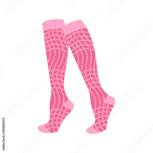 Pink socks with white checkered patterns Illustration