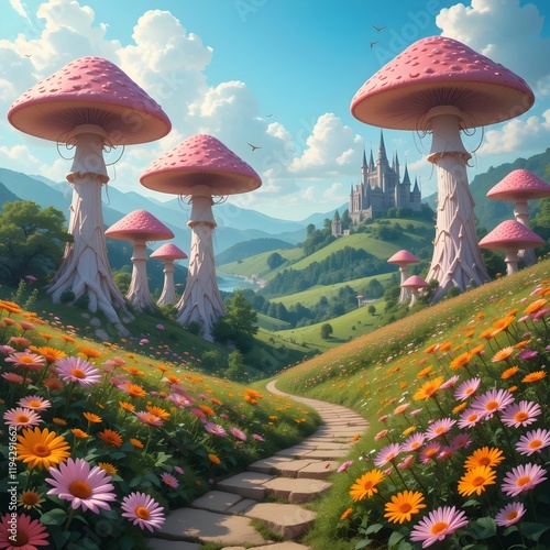 Fantasical landscape whichmacal mashroom photo