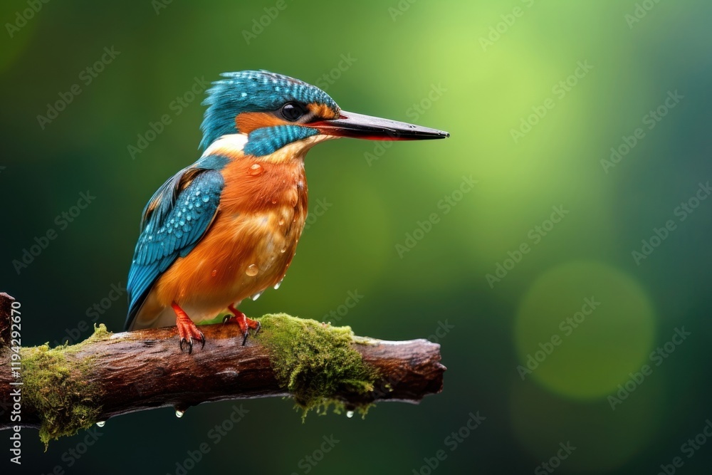 Kingfisher perched on branch animal beak bird. Kingfisher perched on branch animal beak bird.