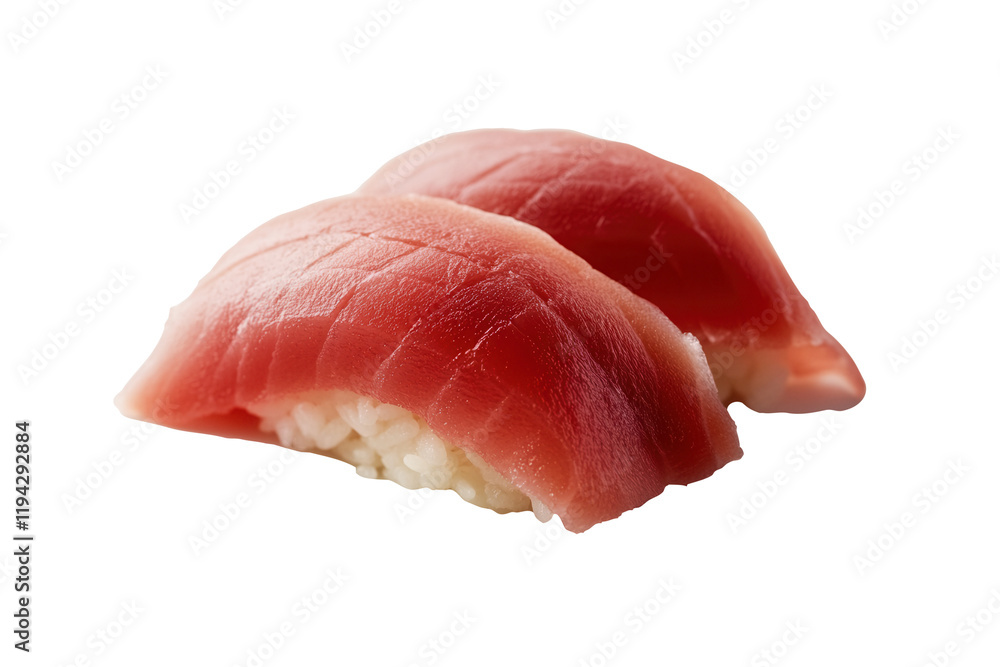 Tuna sushi, close-up, white background, restaurant menu Tuna sushi, close-up, white background, restaurant menu