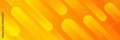 Bright orange gradient abstract dynamic banner background with halftone. Modern geometric background for templates, sale banners, events, ads, web, pages and headers