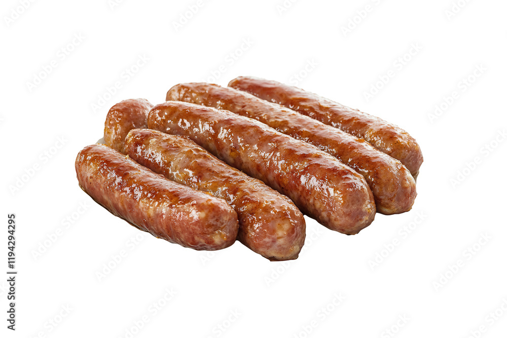 Cooked sausages plate, studio shot, food photography, breakfast Cooked sausages plate, studio shot, food photography, breakfast