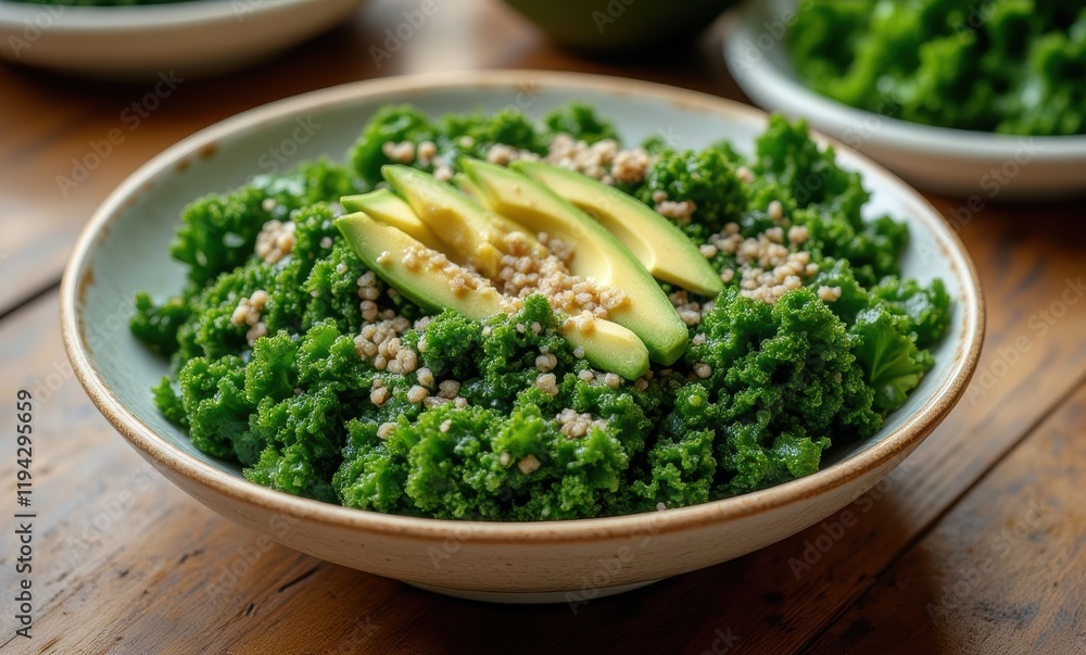 Vibrant green kale salad with avocado Vibrant green kale salad with avocado