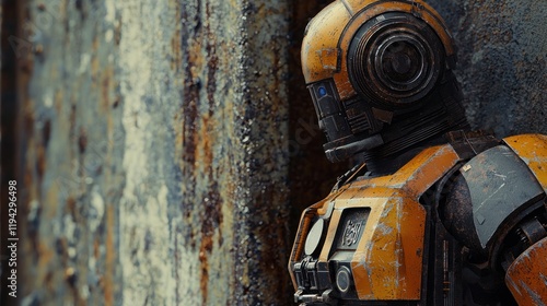 Weathered Droid Against Rusty Metal: A Star Wars Inspired Image