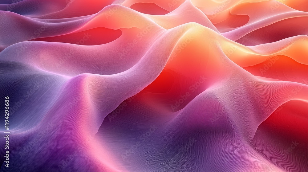 Fototapeta premium Abstract colorful waves, flowing fabric texture, vibrant background, design element