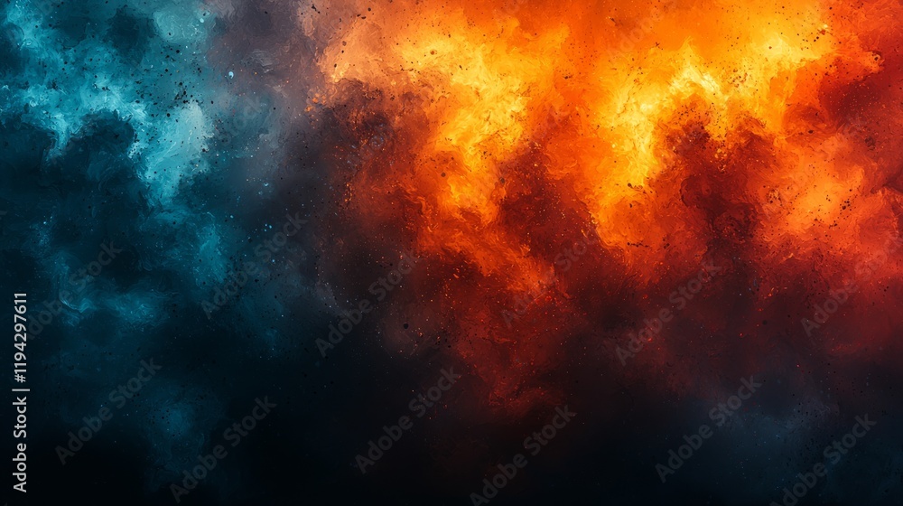 Naklejka premium Abstract fiery blue and orange clash background
