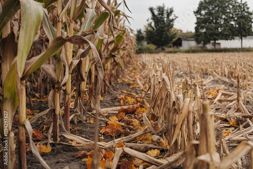 A farm field before and after harvest photo