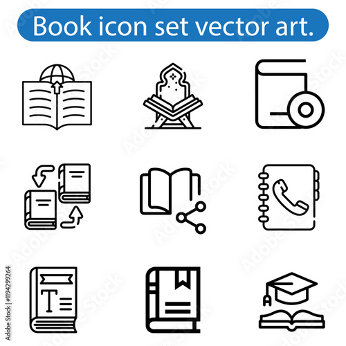 Book icon set vector art illustration. Literature book icons collection. Textbook icons on white background.