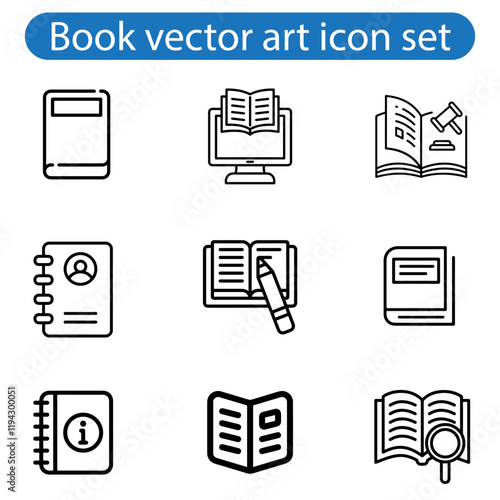 Book icon set vector art illustration. Literature book icons collection. Textbook icons on white background.