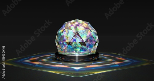 Fotografie Prism colorful mountain within polyhedron glass globe