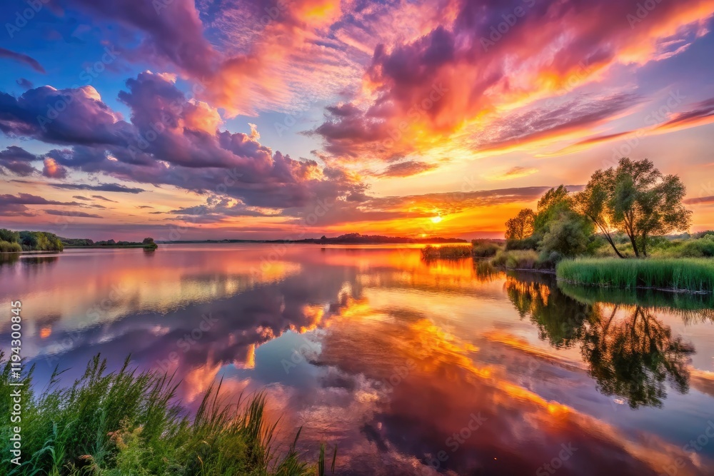 Fototapeta premium Lake Elton's serene sunset paints a pastel sky, mirroring tranquil waters in Volgograd's landscape.