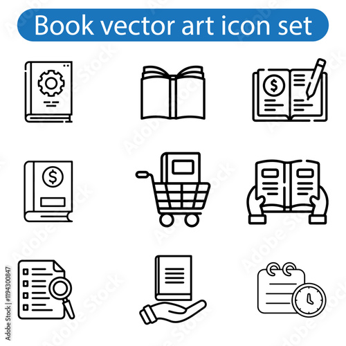 Book icon set vector art illustration. Literature book icons collection. Textbook icons on white background.