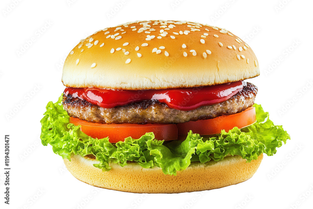 Juicy burger studio shot, white background, food photography, menu use Juicy burger studio shot, white background, food photography, menu use