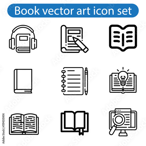 Book icon set vector art illustration. Literature book icons collection. Textbook icons on white background.